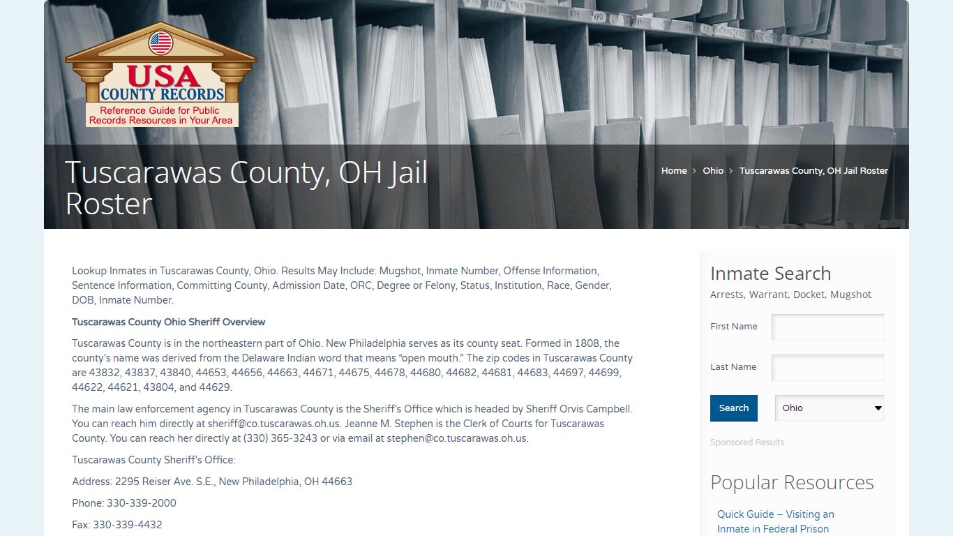 Tuscarawas County, OH Jail Roster | Name Search