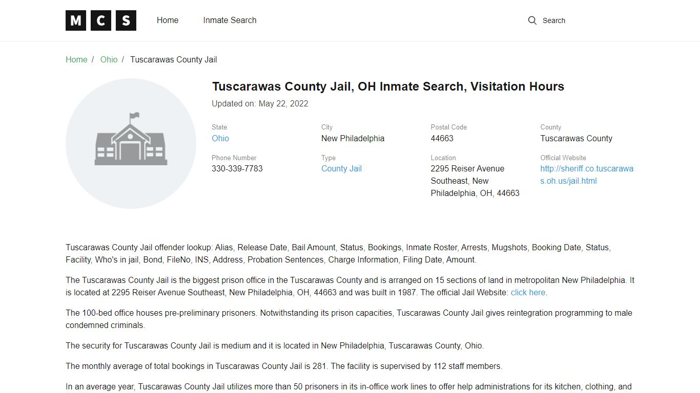 Tuscarawas County, OH Jail Inmates Search, Visitation Rules